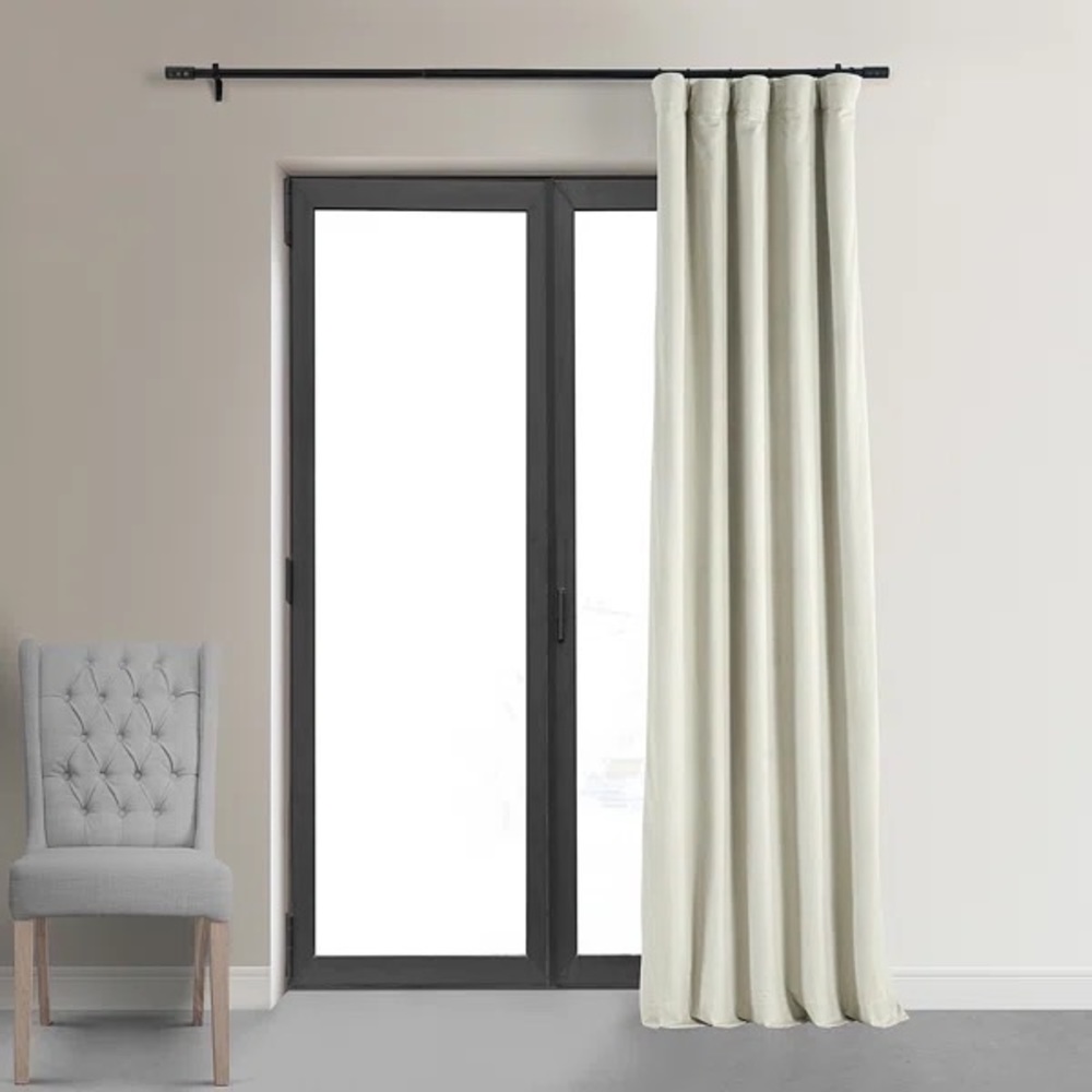 96” Velvet Blackout Curtains in Ivory
